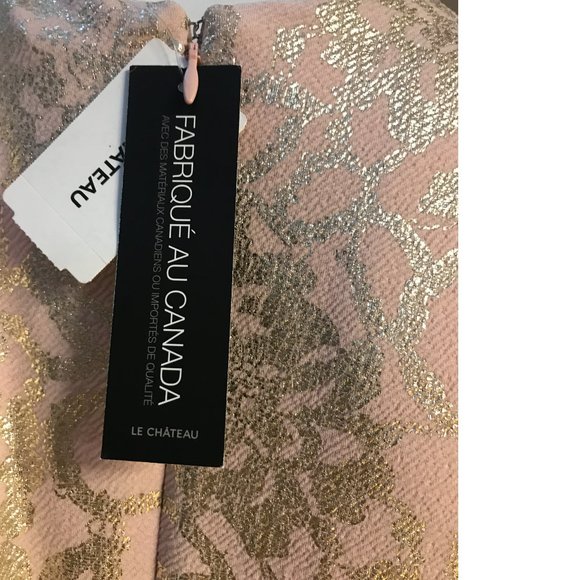 NWT CANADA made LeChateau Blush Pink Rose Gold Champagne Fit Flare Prom Wedding - Picture 6 of 6